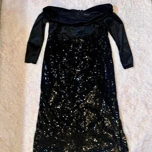 Eloquii Velvet Sequin Whimsy Goth Fairy Grunge Celestial Dark Goddess Midi Dress